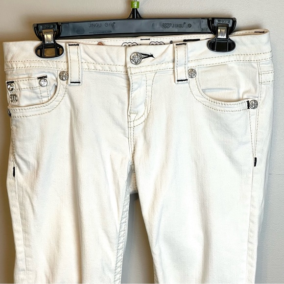 Miss Me Womens Signature Skinny Ankle Low Rise Stretch Jeans Sz 27 White - Picture 3 of 5